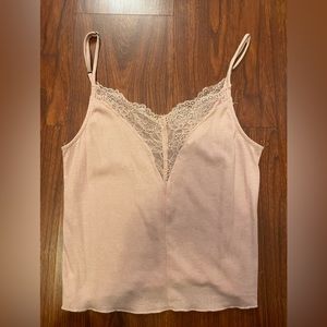Baby pink lace V-neck tank
